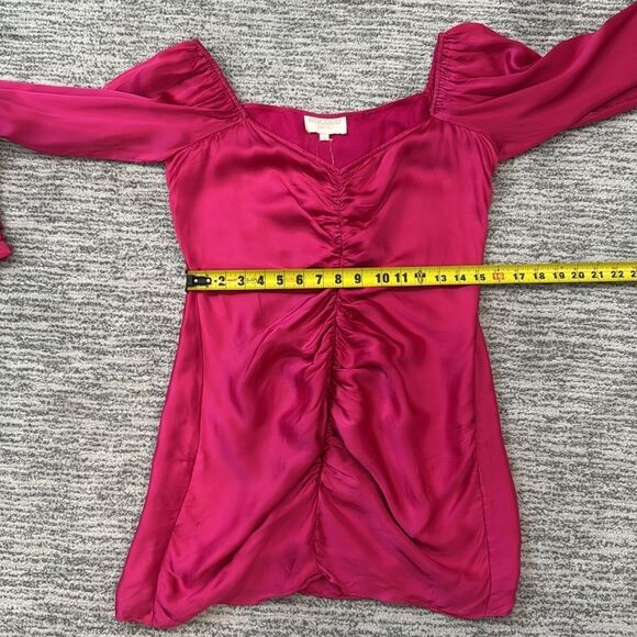 NWT Rococo Sand Hot Pink Barbiecore Satin Ruched Poppy Mini Dress Large - Picture 11 of 16